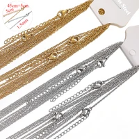 10pcs 45+5cm Gold Color Stainless Steel Link Chains in Bulk Necklaces Fashion Jewelry Adjustable Chains Wholesale Chokers DIY 2