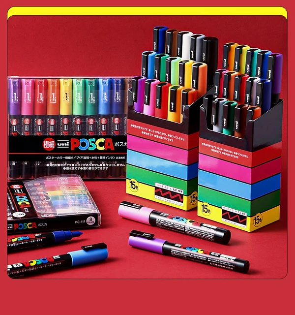 UNI POSCA Marker Pen Set Plumones 예술용품 PC-1M 3M 5M Water Based Color  Permanent Acrylic Paint Pen Graffiti School Supplies - AliExpress