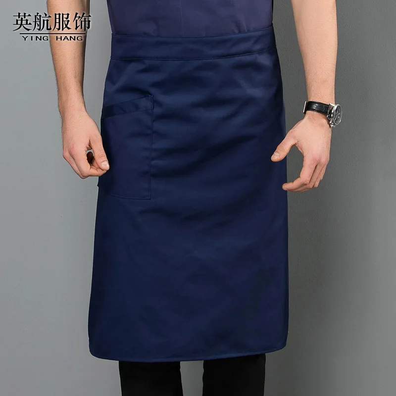 Korean Style Chef White Half-Length Apron Restaurant Kitchen Apron Kitchen Half Overalls Men's