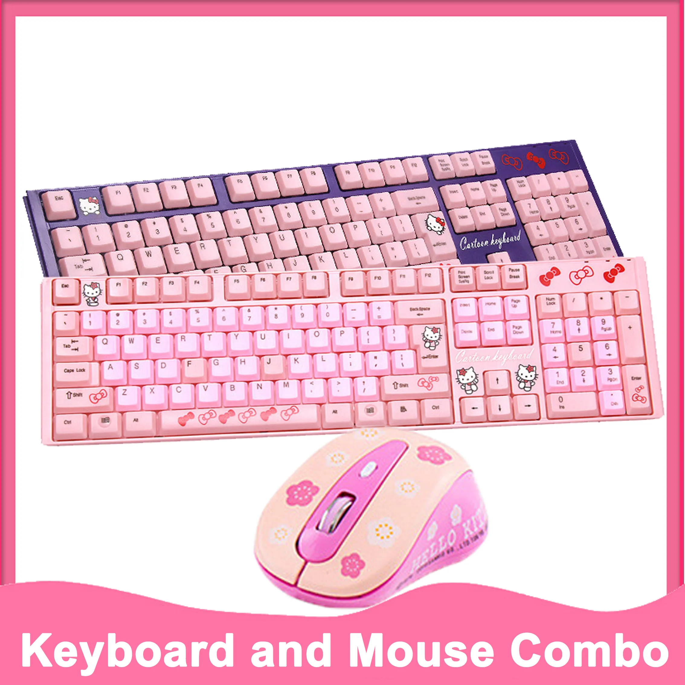Pink Keyboard Mouse Set Home Office Wired Computer Keyboard And Mouse