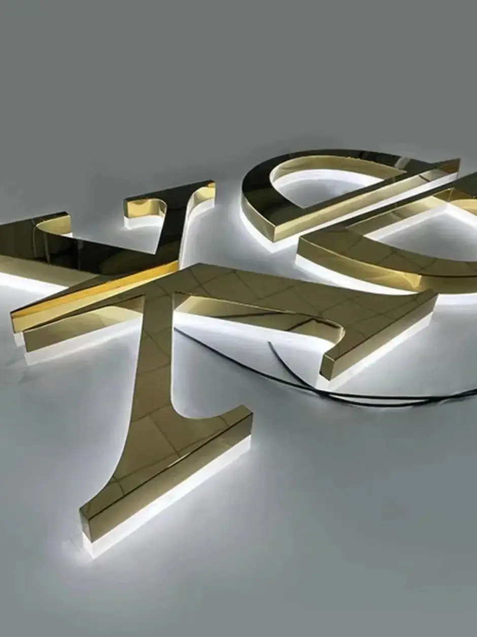 Metal letter sign 3d led letter led shop name sign board business outdoor 3d wall logo led backlit acrylic signs