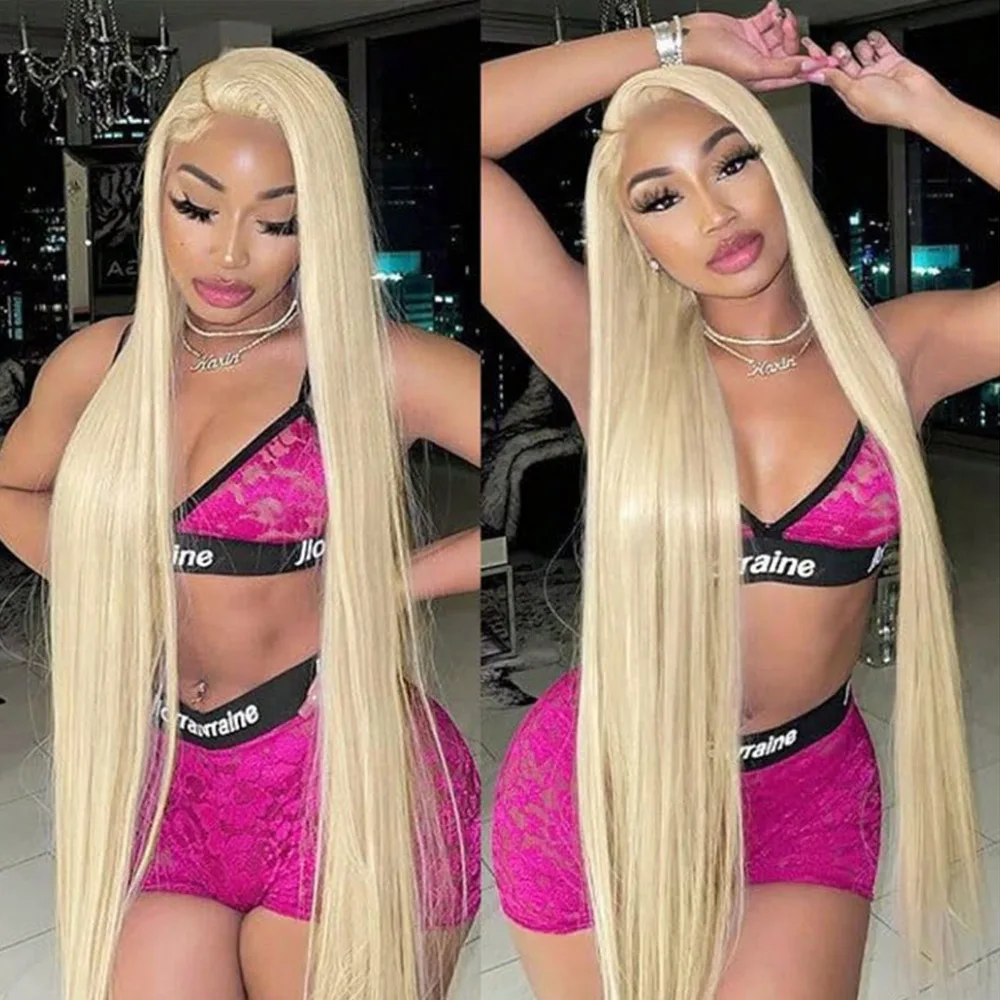 30 Inch Blonde 613 Straight Human Hair Wigs 13x6 HD Lace Frontal Wig 200% Density 613 Lace Front Wigs Human Hair Pre Plucked