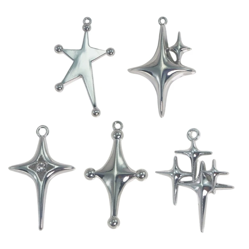 

E0BF Tiny Star Dangle Charm Beads with Hole for Necklace Bracelet Earrings Awn Star Pendant DIY Jewellery Making Star Bead