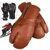 New Winter Ski Gloves Goatskin Leather Mittens Snowboard Gloves Waterproof Plus Velvet Warm Men's and Women's Cold-proof Gloves 1