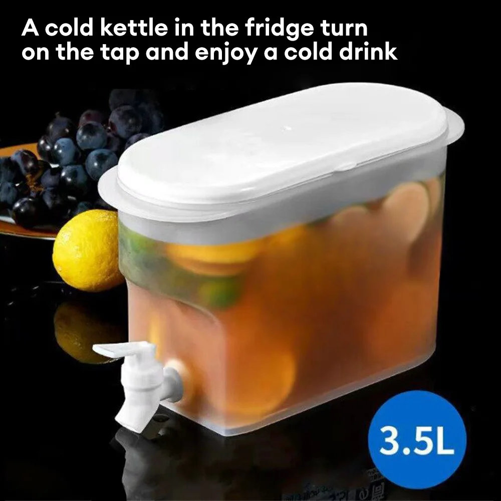3.5L Large Capacity Cold Water Kettle with Tap Home Refrigerator Juice Fruit Teapot Kettle Dispenser Kitchen Container Gadget