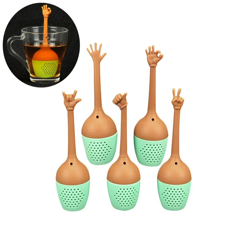 

Creative Funny Hand Gesture Shape Tea Infuser Reusable Tea And Coffee Strainer Teaware Tea Bags Leaf Filter Kitchen Accessories