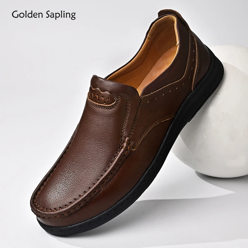 

Golden Sapling Moccasins Men Casual Business Shoes Genuine Leather Dress Flats Office Social Men's Loafers Leisure Party Loafer