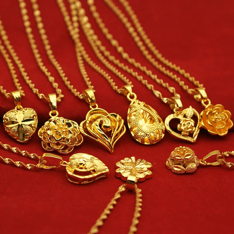 18k Gold Short Chain Collarbone Pendant Necklace For Women Party Gift pendant necklace,gold necklace