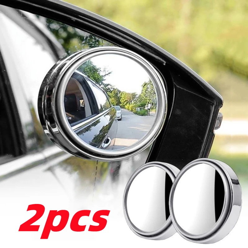 Car Stickup Mount Auxiliary Rearview Mirror 360 Degree Rotating Wide-angle Round Frame Blind Spot Mirror 2 Pcs blind spot mirror,wide angle mirror