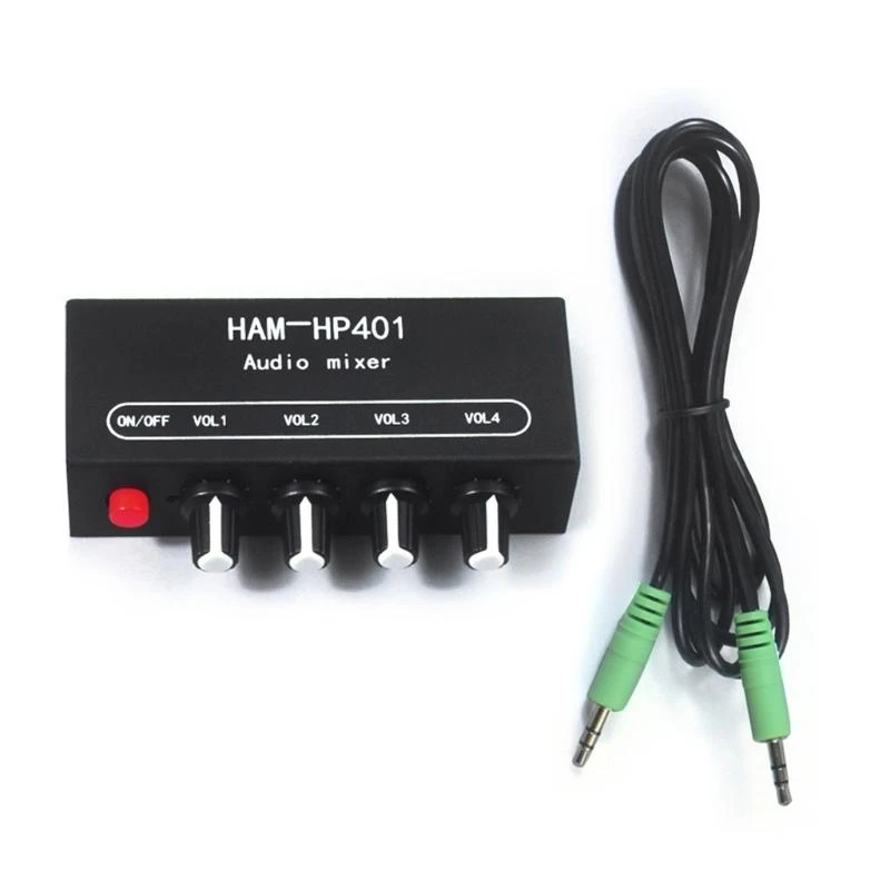HP401 스테레오 청각 믹서 유통 업체 신호 선택기 4 입력 1 출력 3.5mm 개별 제어 헤드폰 앰프 83CE