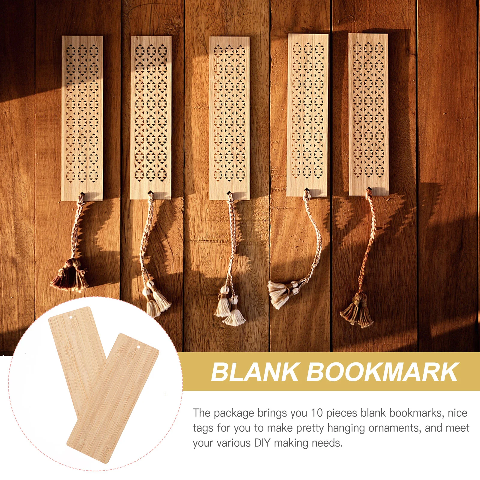 10 Pcs Bulk Wedding Decor DIY Bamboo Wood Bookmark Blank Decoration Craft Tag Gift Child