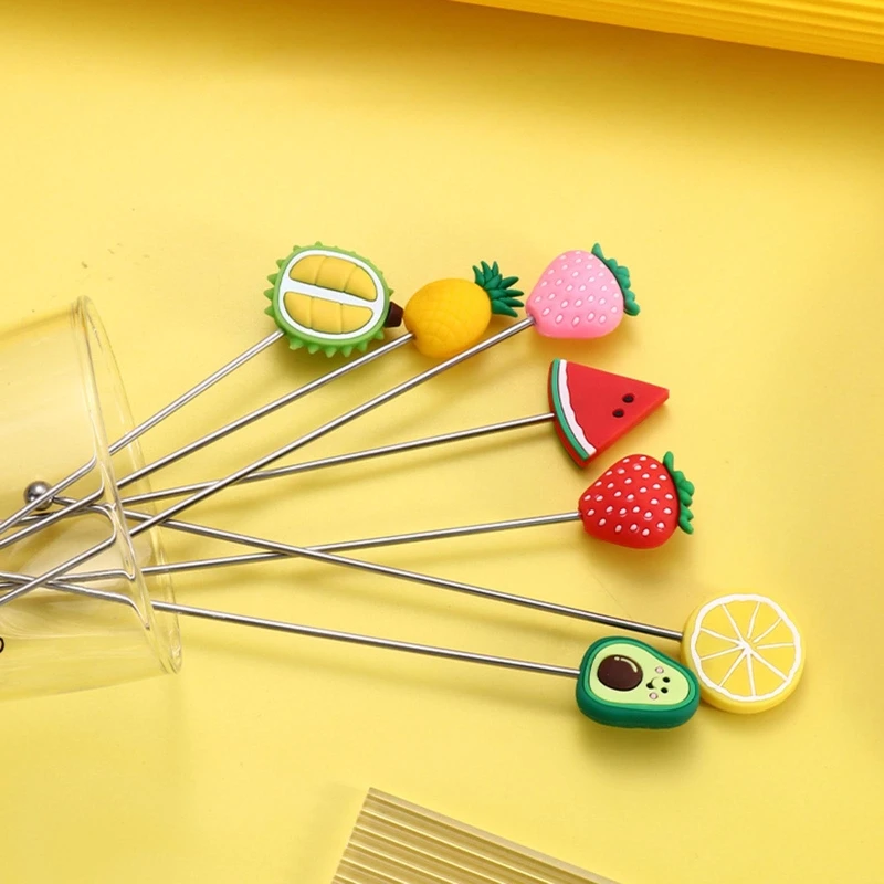 304 Stainless Steel Stirring Spoon Cocktail Stirring Stick Coffee Spoon Milk Tea Sticks Fruit Designed
