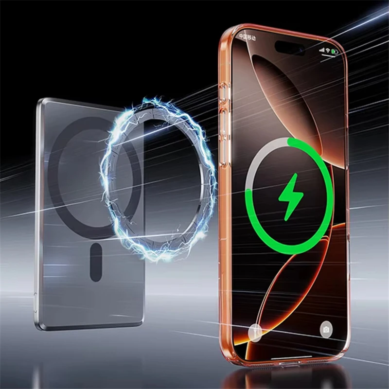 รูปสินค้า เคส TPU ใสป้องกันเหลือง แม่เหล็ก Magsafe สำหรับ iPhone 17/16/15/14/13/12 Pro Max Plus