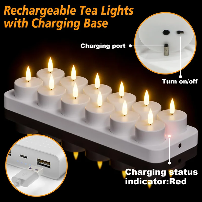 12 Bougies LED Rechargeables HL - Minuterie Télécommande étanches