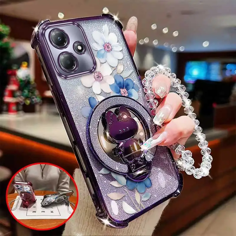 3-Piece Floral Phone Case Set with Lanyard and Stand