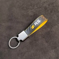 Carbon Fibre Car Key Ring Keychain - Stylish Automotive Accessory (Yellow)