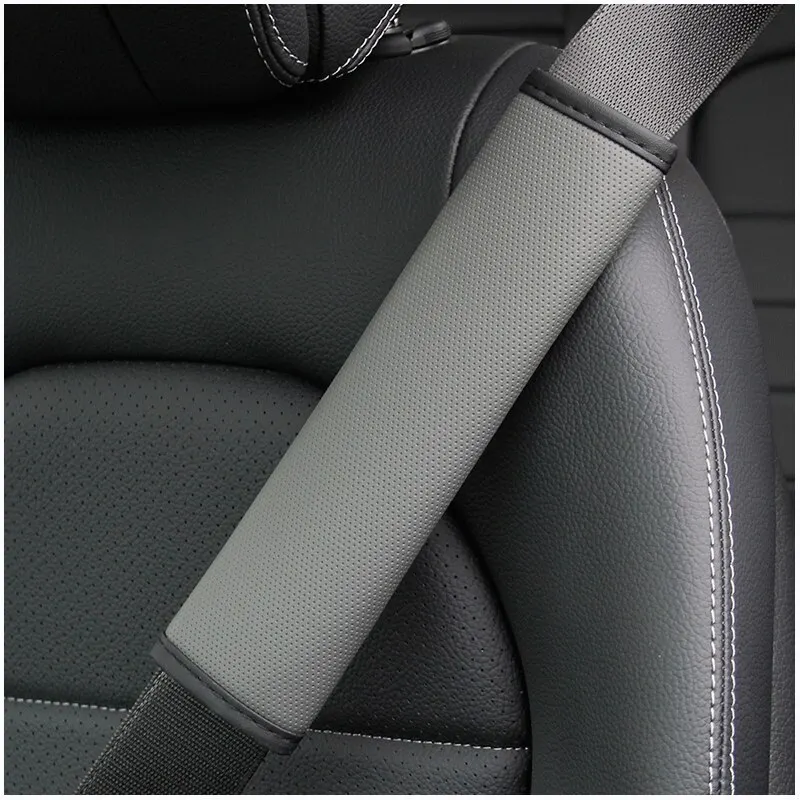 PU Leather Embossed Seat Belt Shoulder Cushion - Comfort & Protection Accessory