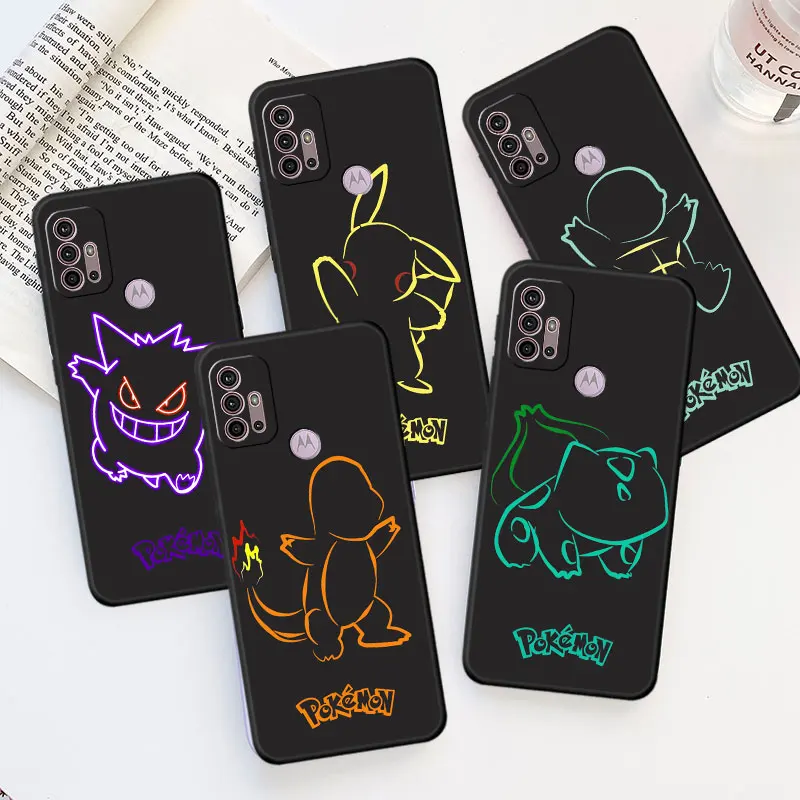 Custodia Per Telefono Fashion Color Gengar Pikachu Per Motorola Moto G60 G50 G9 Edge 30 20Pro 40 One Fusion Plus G31 Soft Funda Black Cover