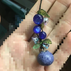 Blueberry Beaded Fruit Pendant Keychain and Charm - Other (Phone Charm Strap)
