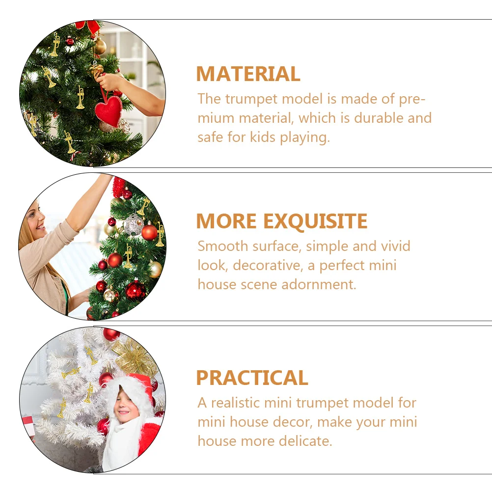 24 Pcs Musical Instrument Model Trumpet Mini DIY Adorn Instruments Wreaths Decor Toy House Ornament Christmas Tree