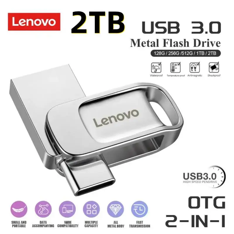 

Lenovo OTG & Type-C 2TB 1TB USB 3.0 Flash Drives 2 In 1 USB Memory U Stick 128GB Flash Disk 256G Pen Drive 512G For Laptop PC TV