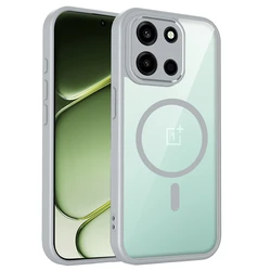 Magnetic Transparent Silicone Shockproof Phone Case for OnePlus Nord CE 6 (Gray)