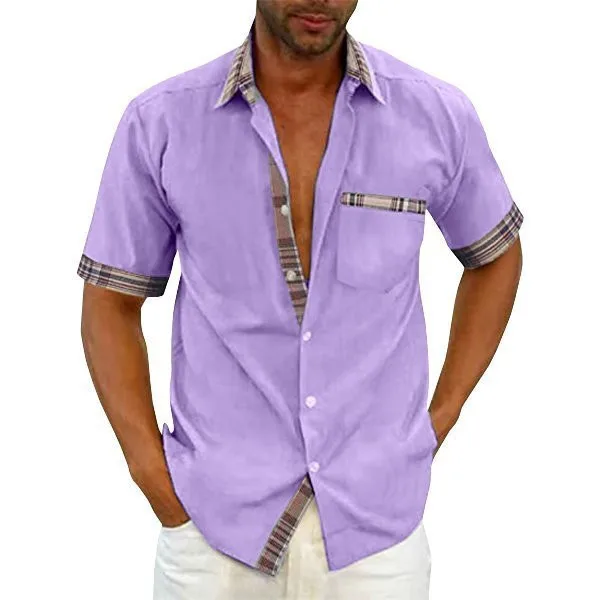 

Men's Casual Plaid Collar Button Summer Shirt shirt Purple