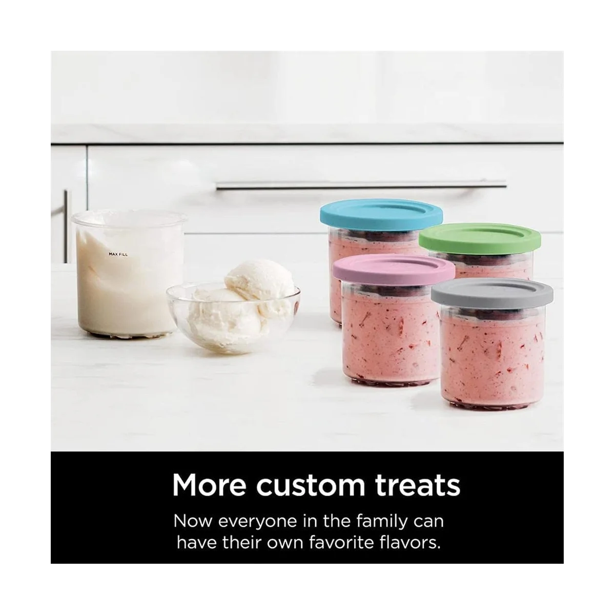 Ice Cream Pints Cup, Ice Cream Containers with Lids for Ninja Creami Pints NC301 NC300 NC299AMZ Series Ice Cream Maker 6