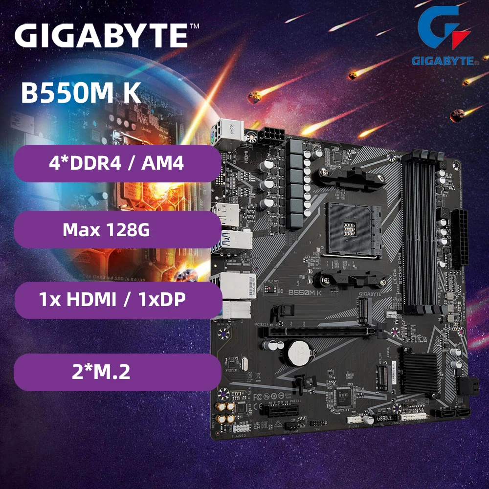 AMD Ryzen 5 5500, GIGABYTE B550M K 마더보드, 16G(8G * 2) DDR4 3200 RAM, CPU AM4, mae 5500 프로세서 메모리 키트