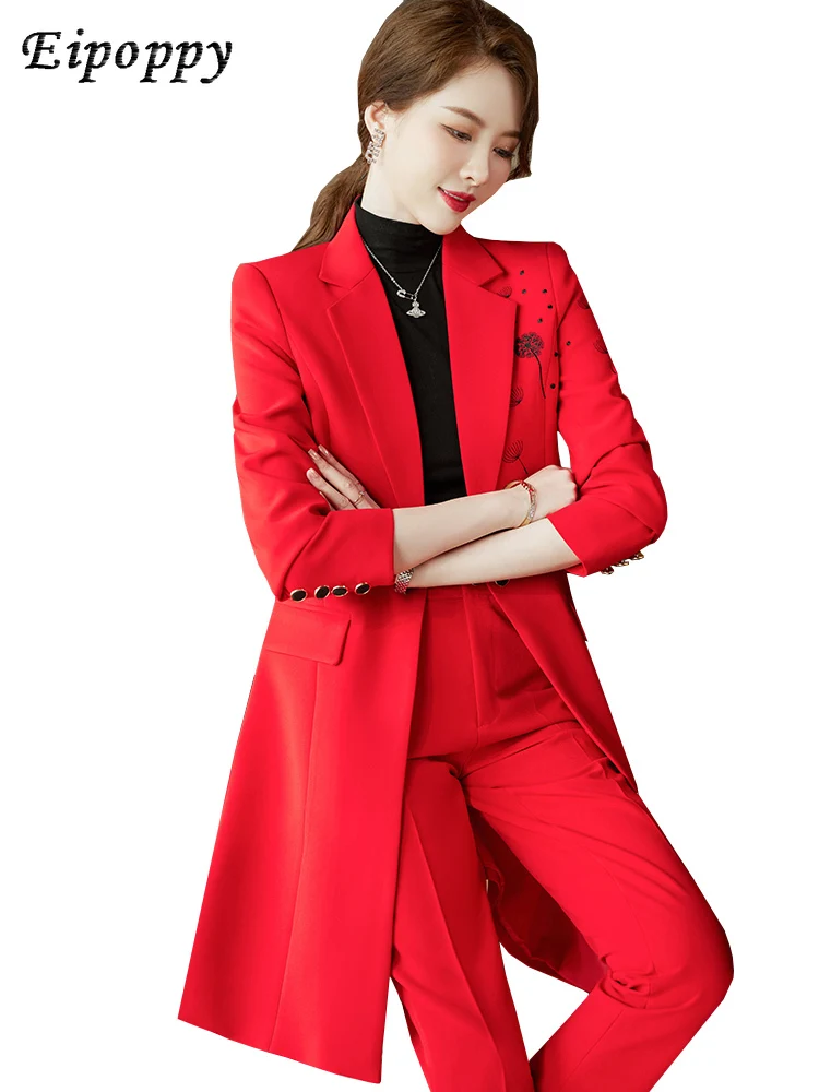Habit Femme Chic Women Formal Blazer Pants Sets Work Business Wear