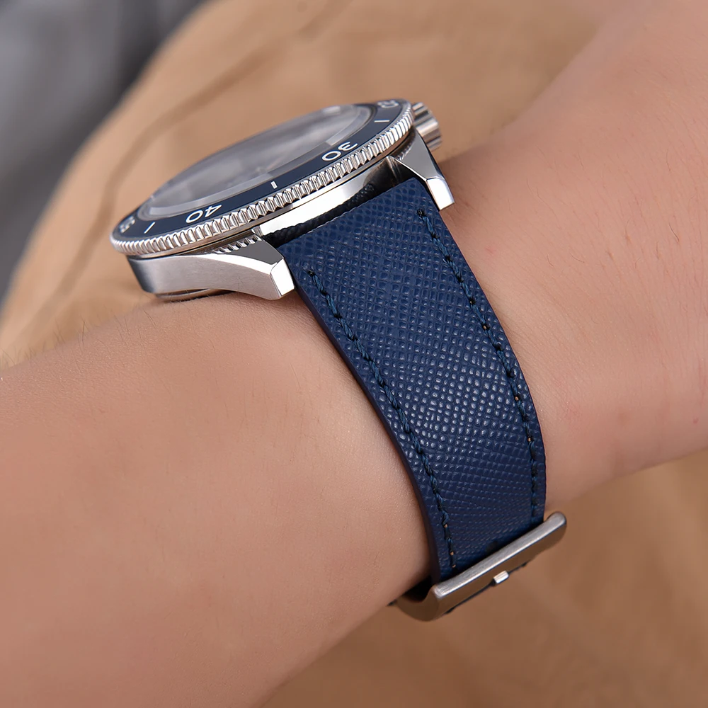 Neues Design Schnellverschluss Business Vintage genähtes Lederarmband 18mm 19mm 20mm 21mm 22mm 23mm 24mm für traditionelle Uhr – Detail 6