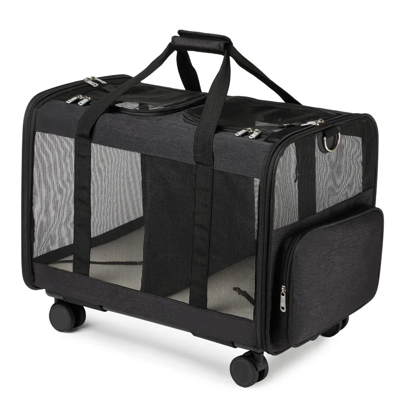 Tucker Murphy Pet Cat Carrier with Wheels Airline Approved, Pet Dog Carrier with Wheels for Small Dogs, Rolling Cat Carrier for Large Cats Puppy