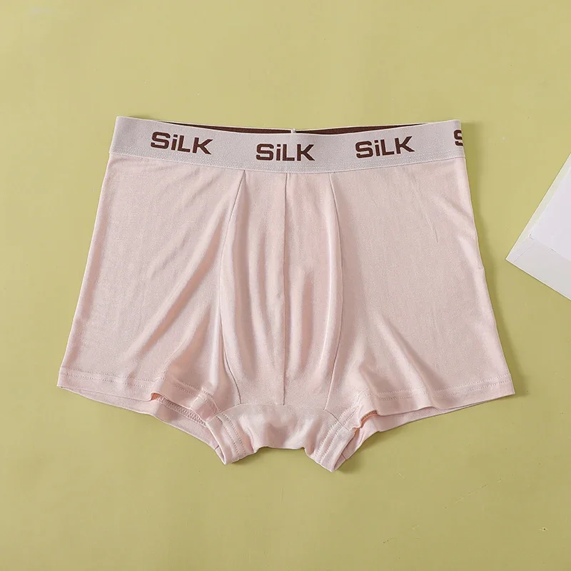 100% mulberry silk underwear men's summer breathable comfortable four corners loose large size short shorts TP108 2