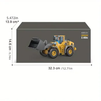 9 Channels Remote Control loader, 2.4Ghz RC Construction Vehicle Truck Toys With Alloy Metal Cap, Light sound, Rechargeable 1 Ba 2