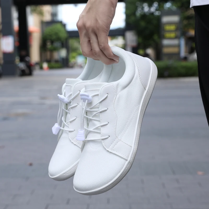 Unisex Minimalist Casual Canvas Barefoot Walking Shoes Wide Toe Slip on Zero Drop Sole Cross Trainer Sneakers for Men and Women 4