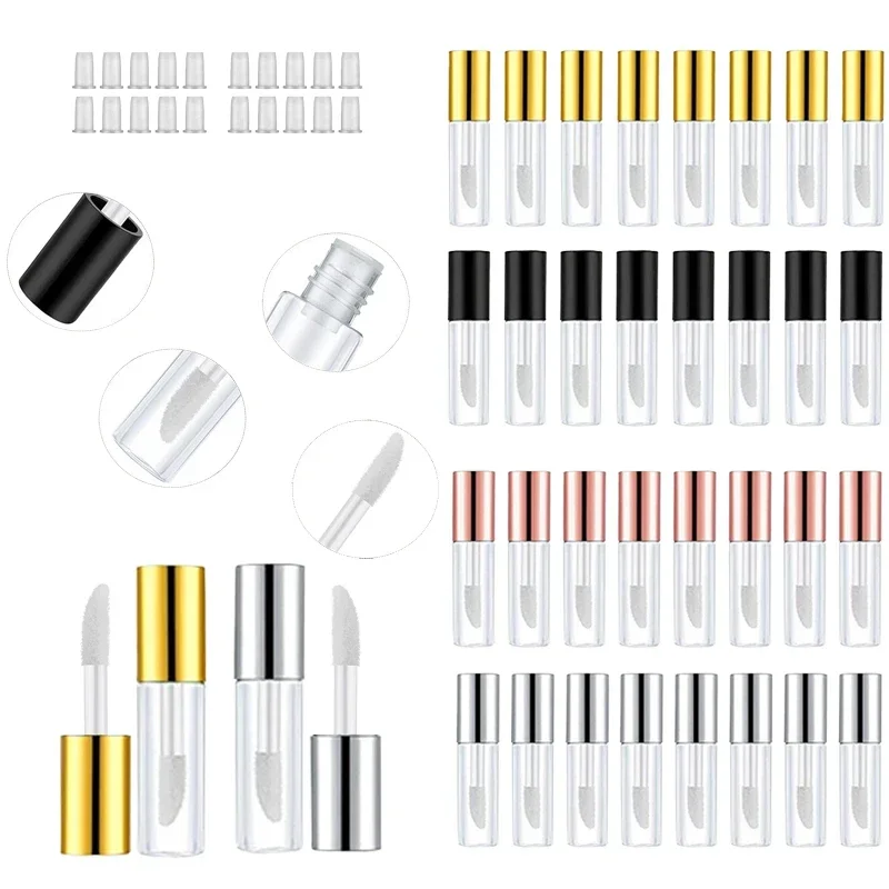 

100Pcs 2ml Empty Mini Clear Lip Gloss DIY Lip Glaze Bottles Refillable Lipstick Containers for Travel Makeup Sample Lip Oils