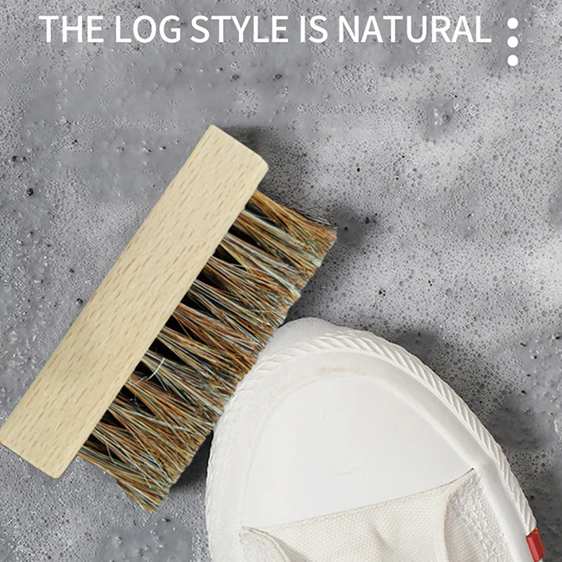 Useful Wood Handle Shoe Brush Polish Brush Plastic Hair Soft Pig Hair Brush Sneaker Shoe Cleaning Brush Laundry Brush 4