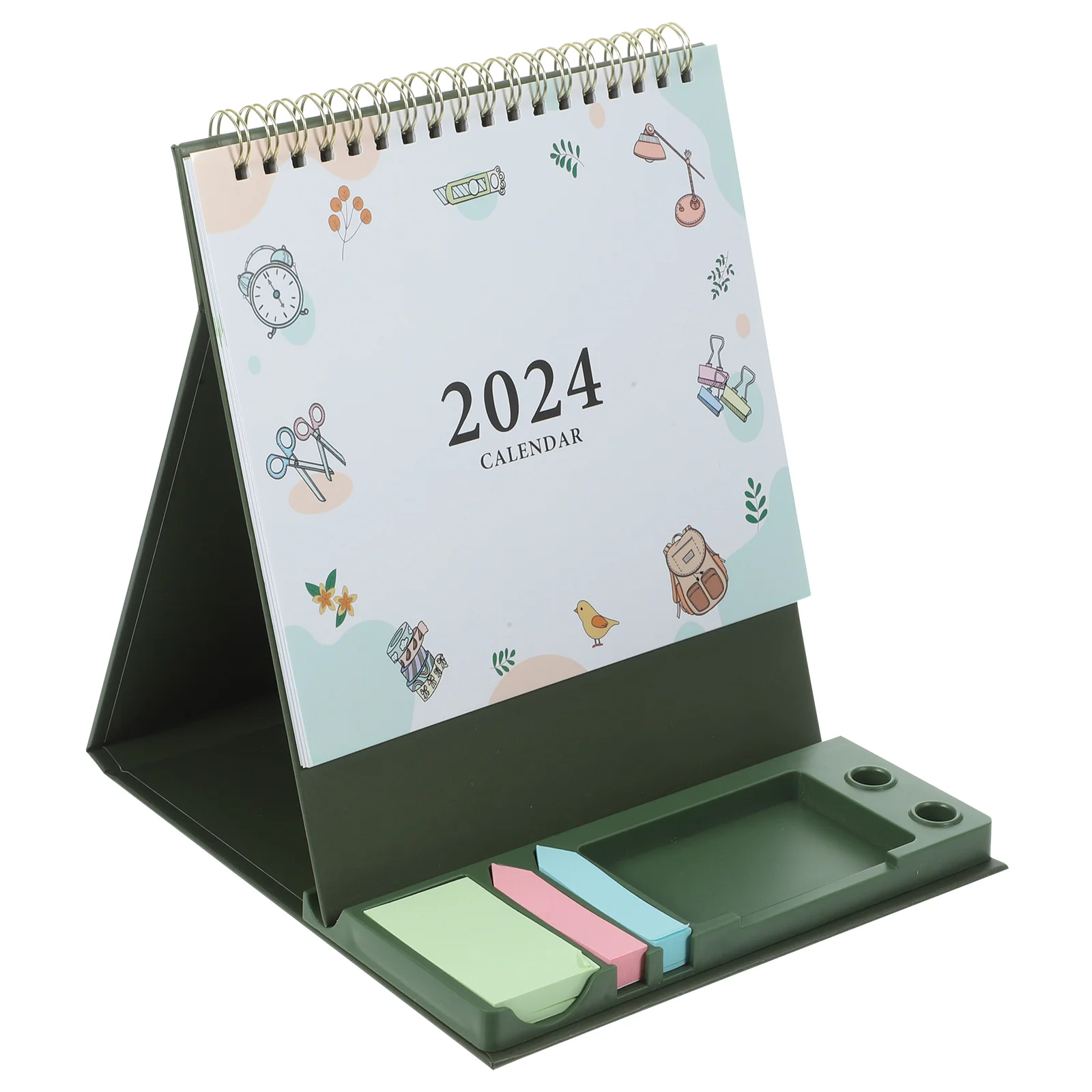 Creative Simple Desk Calendar 2024 Tri-fold Desktop Ornament Countdown Check-in Planner Storage Box Office Decor Table Paper