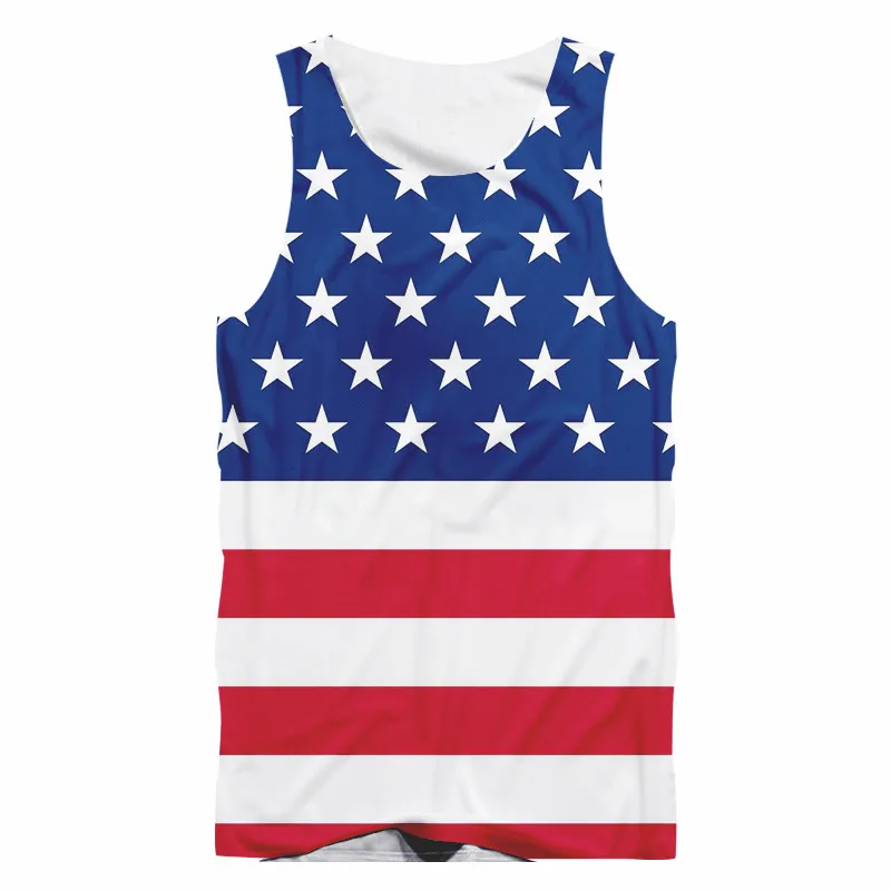 

Fashion American Flag Tank Top Summer Men's 3D Print Sleeveless Vest Hip Hop Men Women Casual Streetwear Vest Lovers Tanks