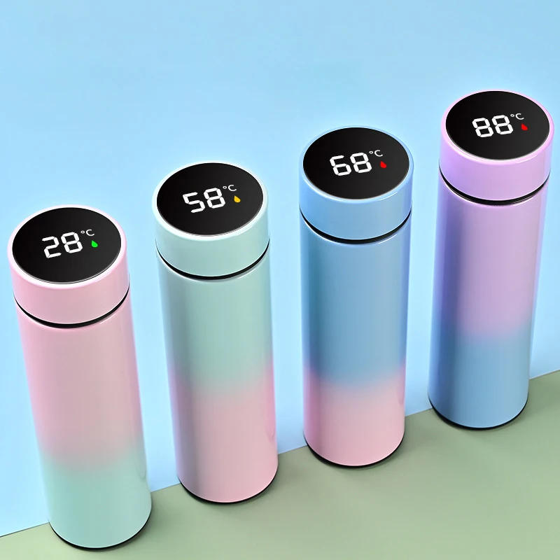 

500ml 304 Stainless Steel Smart Insulation Cup Vacuum Bottle Thermos Temperature Display Bottle LCD Digital Screen Portable Cu