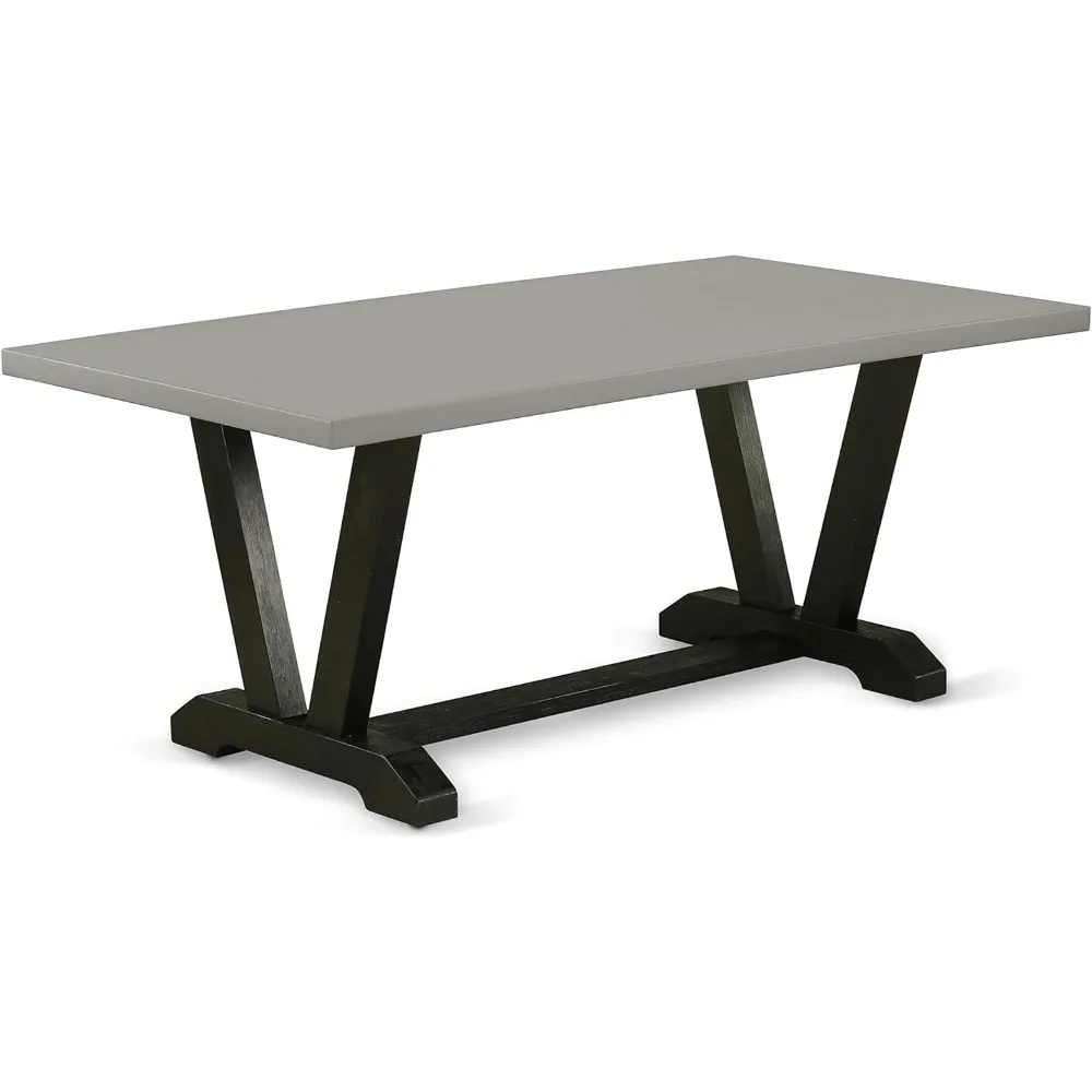 V697GA650-7 7 Piece Dinette Set Consist of a Rectangle Dining Room Table with V-Legs and 6 Dark Gotham Linen 3