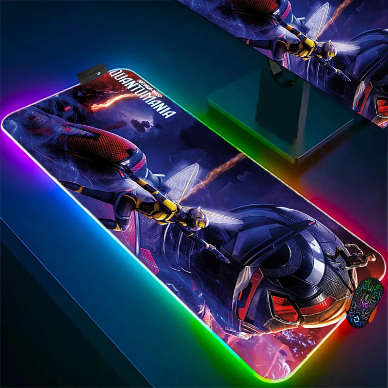 RGB Marvel HD Ant-Man And The Wasp Anime Game Mouse Pad LED Glowing Computer Gaming Soft Mousepad 80x30 Laptop Rubber for CS GO wasp trap for hornet bees