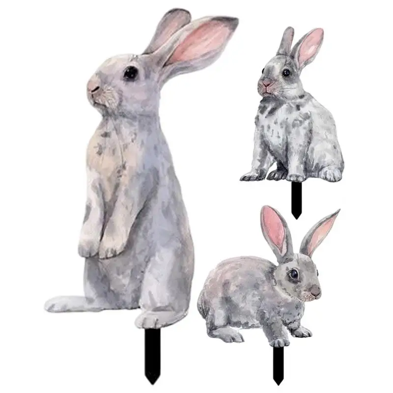 

Bunny Yard Stake 2D Happy Easter Yard Sign Waterproof Acrylic Yard Signs For Spring Decor And Lawn Animal Sign Garden Stakes