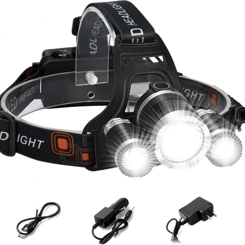 Triple-Beam Ultra-Bright LED Headlamp: Fixed-Focus, Long-Range Illumination