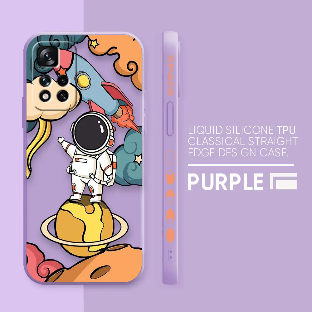 thumbnail image 1 of Case For Redmi Note 12 11 11T 11R 11E 10 9 8 7 7S PRO PLUS 4G 5G Simple Liquid silicone Case Cute Cartoon Spaceman Astronaut, 1 of 5