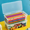 2Pcs Transparent Dustproof Waterproof PP Plastic Pencil Organizer Portable Stationery Storage Box for Students & Office Workers 4