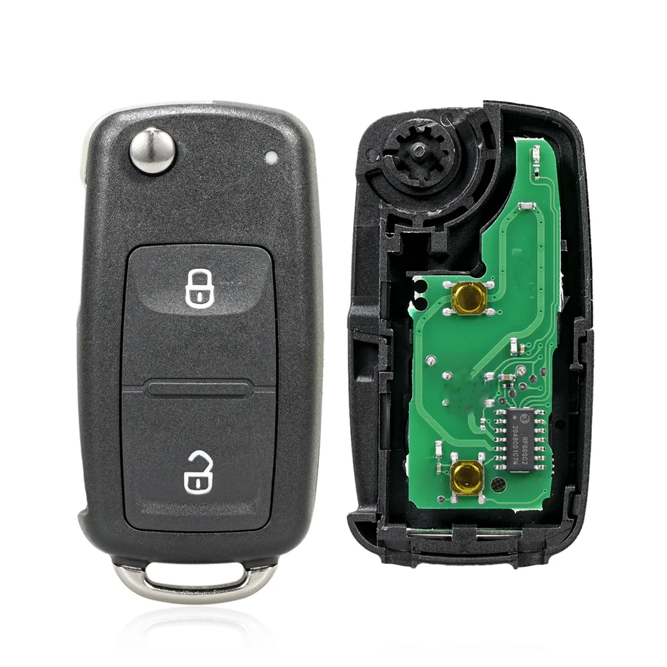 Chiave Telecomando Auto 2 Pulsanti Per VW Transporter E Amarok - FCCID: 5K0837202AD, 433MHz Con Chip 48, Guscio E Portachiavi Inclusi