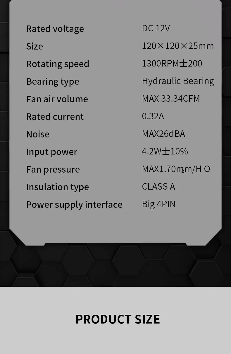 B12025 PC Case Fan 120mm 12V 4Pin Vortex Light Effects Shockproof Silent High Pe