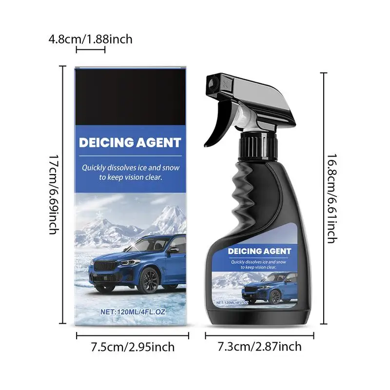 Windshield Defroster Spray Fast-Acting Windshield Deicer Car Defroster Spray 120ml Car Window Cleaner Winter Accessories