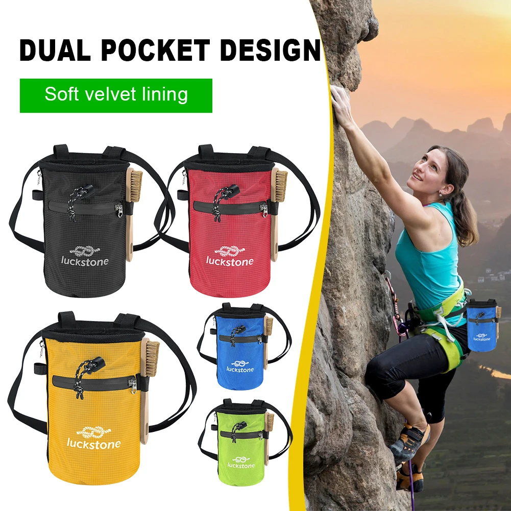 Climbing Chalk Bag with 2 Large Zippered Storage Pockets Rock Climbing Gear Equipment for Climbing Gymnastics for Rock Climbing